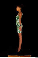  Luna Corazon dressed green patterned dress standing whole body 0011.jpg